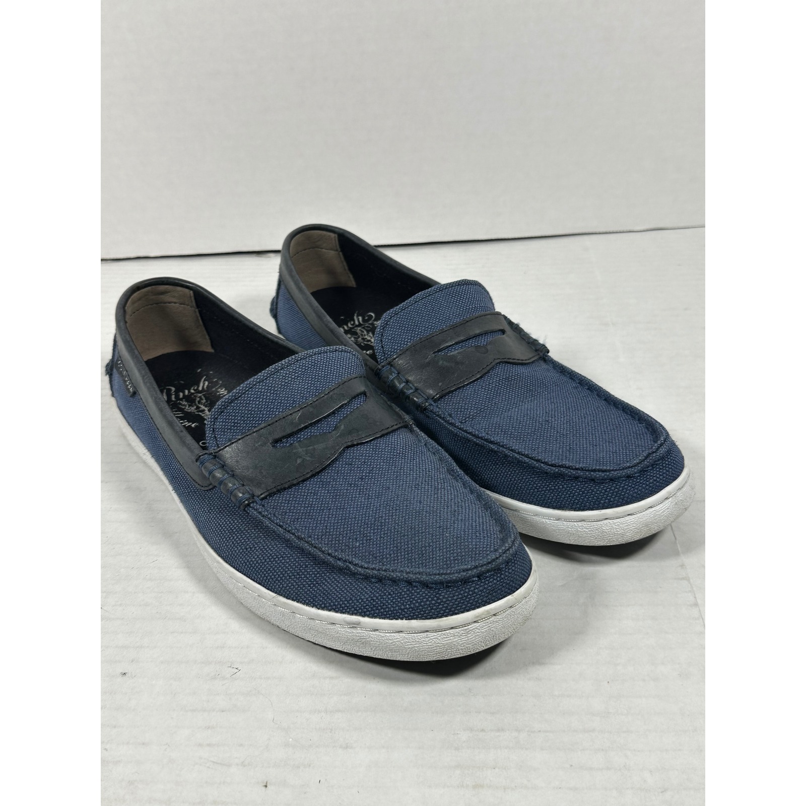 Cole Haan Pinch Weekender Mens Navy Blue Canvas Penny Loafers Grand.Os Shoes
